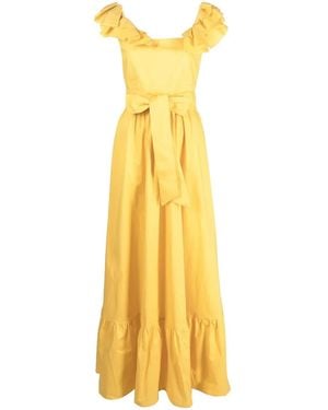 Philipp Plein Ruffle-Detail Cotton Dress - Yellow