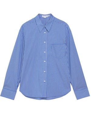 GOOD AMERICAN Stripe-Print Cotton Shirt - Blue