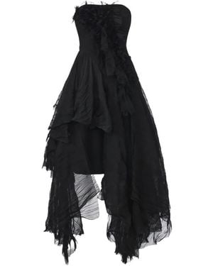 Elwood Ruffled Layered Asymmetric Dress - Black