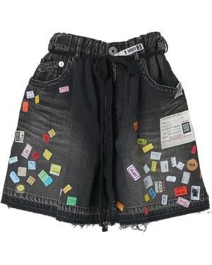 Maison Mihara Yasuhiro Jeans-Shorts Mit Print - Schwarz