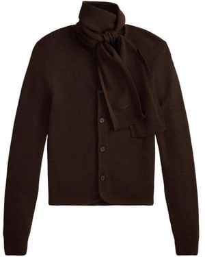 Polo Ralph Lauren Tie-Scarf Wool Cardigan - Brown