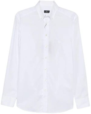 Etro Button-Down Pegasus-Embroidered Shirt - White