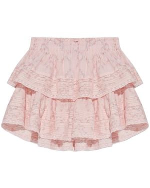 LoveShackFancy Ruffled Tiered Mini Skirt - Pink