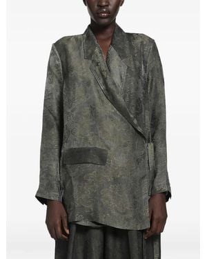 Uma Wang Wrap-Fastening Blazer - Grey