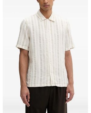 Marc O' Polo Vertical-Stripe Short-Sleeved Shirt - White