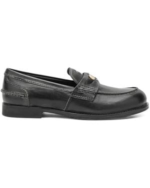 Miu Miu Loafer Aus Leder Mit Münzapplikation - Grau