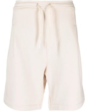 A PAPER KID Logo-Patch Cotton Track Shorts - Natural