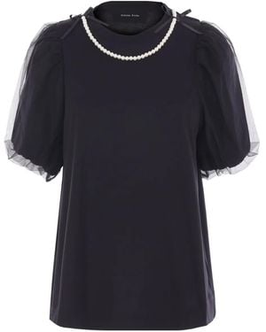 Simone Rocha パールトリム パフスリーブ Tシャツ - ブラック