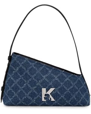 KARL LAGERFELD Monogram-Pattern Asymmetric Tote Bag - Blue