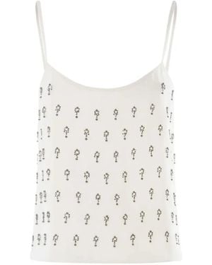 Nenette Embellished Spaghetti-Strap Top - White
