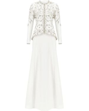 Dina Melwani Evening Jacket And Skirt Set - White