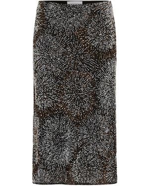 Rabanne Crepe Embroidered Pearl Skirt - Grey