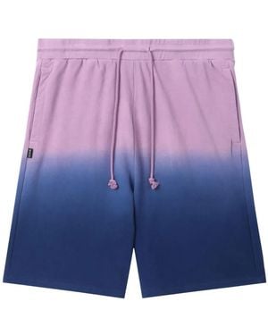 Izzue Gradient-Effect Cotton Track Shorts - Blue