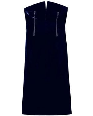 Tom Ford Strapless Grosgrain-Trimmed Midi Dress - Blue