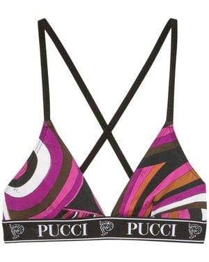 Emilio Pucci Logo-Print Triangle Bra (Pack Of Three) - Pink