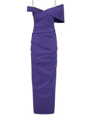 Rachel Gilbert Dahli Off-Shoulder Ruched Dress - Purple