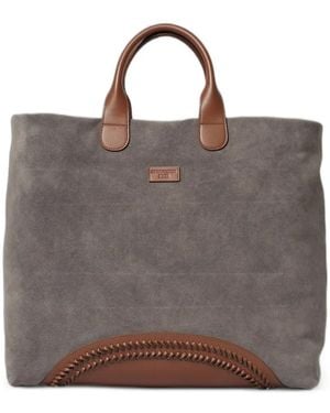 Emporio Armani Icon Suede Shoulder Bag - Brown