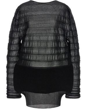 Issey Miyake Asymmetrical-Hem Long-Sleeve Blouse - Black