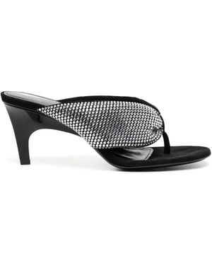 The Attico Strass Embellished Thong Sandals - Grey