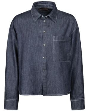 Moorer Mindy D Patch-Pocket Shirt - Blue
