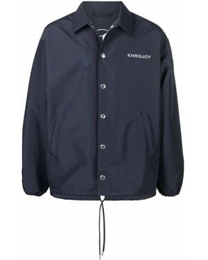 Khrisjoy Navy Blue Logo-embroidered Shirt Jacket