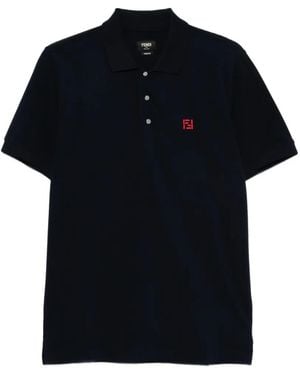 Fendi Ff-Embroidered Polo Shirt - Black