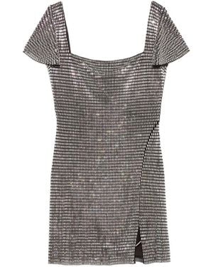 Self-Portrait Embellished Flared-Sleeve Dress - Grey