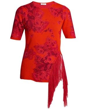 Erdem Floral Fringe Knitted Top - Red