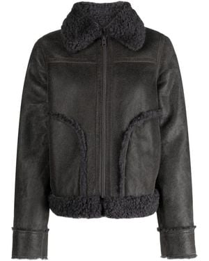 Zadig & Voltaire Kade Shearling-Trim Leather Jacket - Black