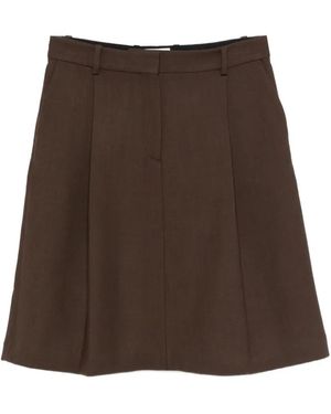 TOTEME Pleated Tailored Mini Skirt - Brown