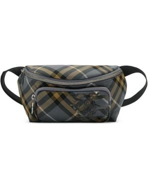 Burberry Kleine Gürteltasche Mit Check - Grau