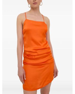 Herskind Ruched Crossover-Strap Mini Dress - Orange