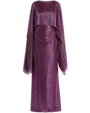 Talbot Runhof Cape-Design Maxi Dress - Purple