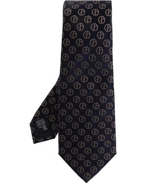 Giorgio Armani Monogram Pattern Tie - Schwarz