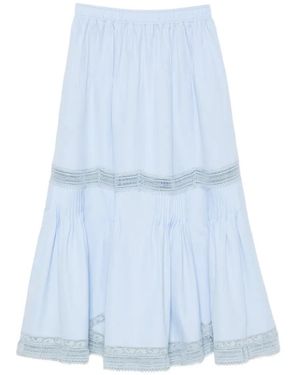 Ermanno Scervino Lace-Trim Pleated Midi Skirt - Blue