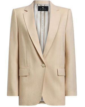 Etro Jacquard Paisley Single-Breasted Blazer - Natural