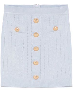 Balmain Button Detailed High-Rise Mini Skirt - Blue