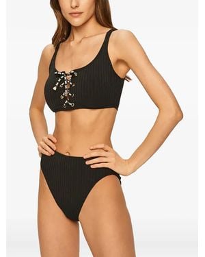 MICHAEL Michael Kors Ribbed-Knit Bikini Bottoms - Black