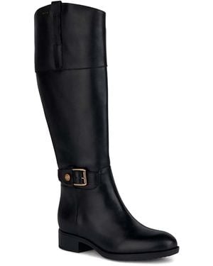 Geox Buckle-Fastening Leather Knee-High Boots - Black