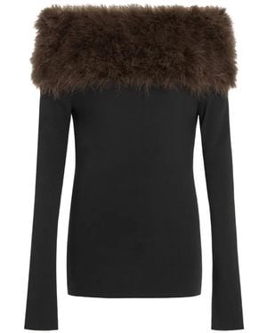 16Arlington Canter Feather Long-Sleeve Top - Black