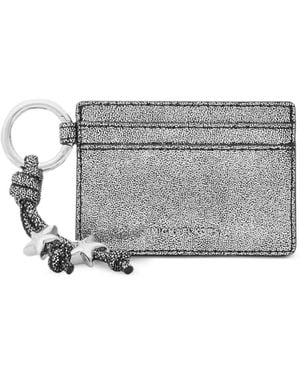 MICHAEL Michael Kors Jet Set Metallic-Leather Card Case With Charms - Grey