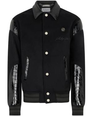 Philipp Plein Coster Crocodile-Effect Jacket - Black