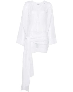 ANDAMANE Lace-Up Knotted-Waist Mini Dress - White