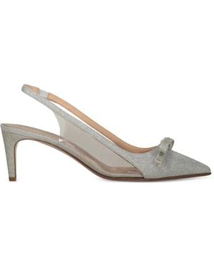 Red(V) Slingback-Pumps Mit Schleife - Weiß