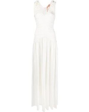 N°21 Ruched-Detailing Long Dress - White