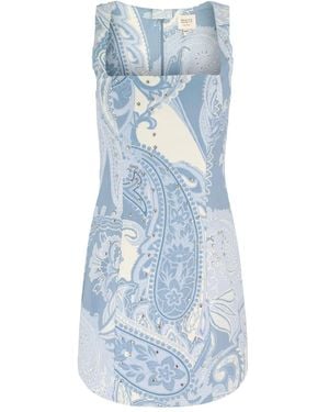 Hemant & Nandita Paisley-Print Studded Mini Dress - Blue