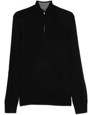 BOSS Quarter-Zip Knitted Sweater - Black