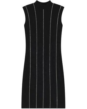 HUGO Rhinestone Embellished Ribbed Mini Dress - Black