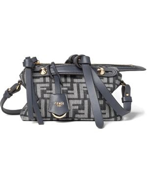 Fendi By The Way Soft Mini Denim-Effect Ff Jacquard Bags - Grey