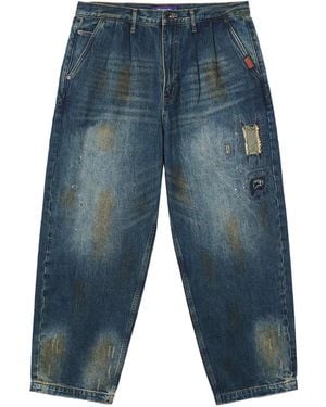 AFTERMATHS Jeans Con Design Patchwork - Blu